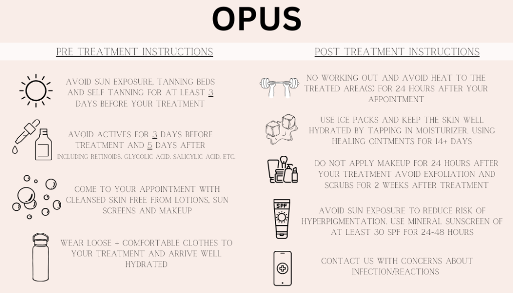 Opus Pre Treatment Instructions and After Treatment Care