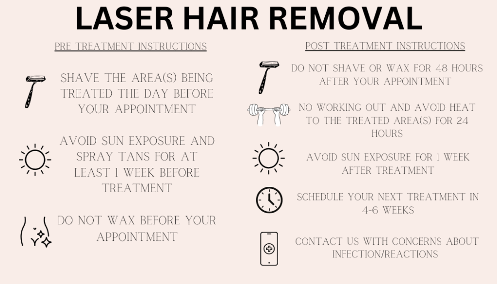 Laser Hair Removal Pre Treatment Instructions and Post Treatment Care Instructions