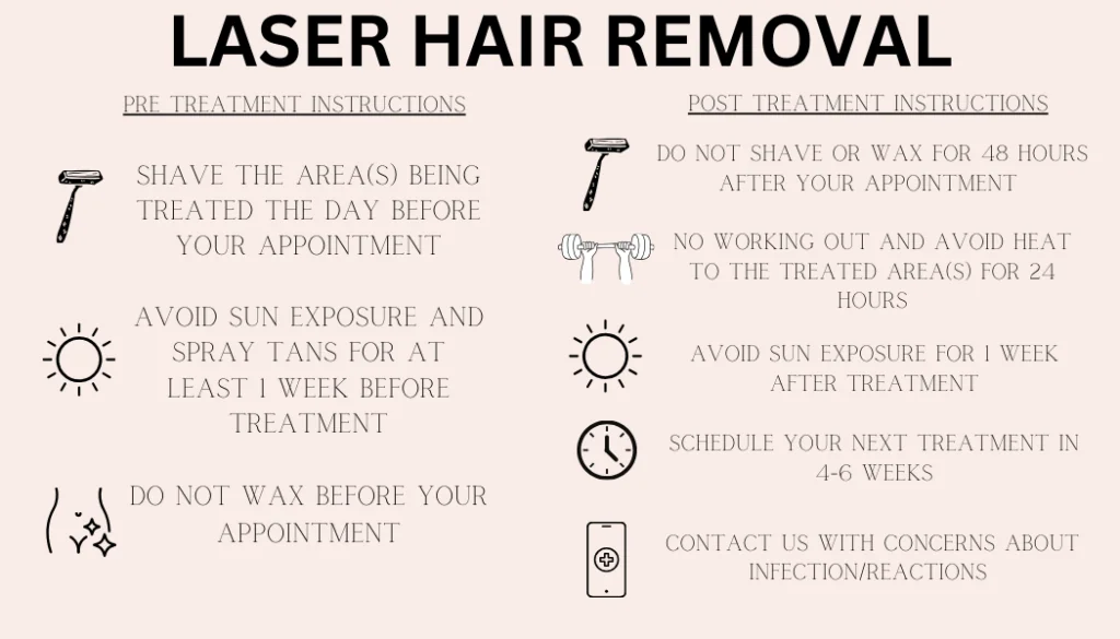 Laser Hair Removal Pre Treatment Instructions and Post Treatment Care Instructions